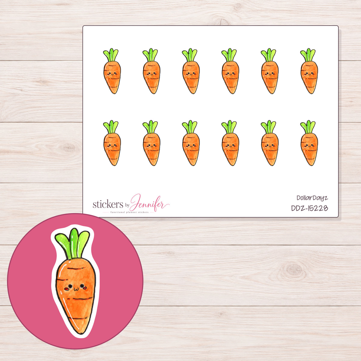 DDZ-15228 planner sticker sheet with enlarged sticker detail