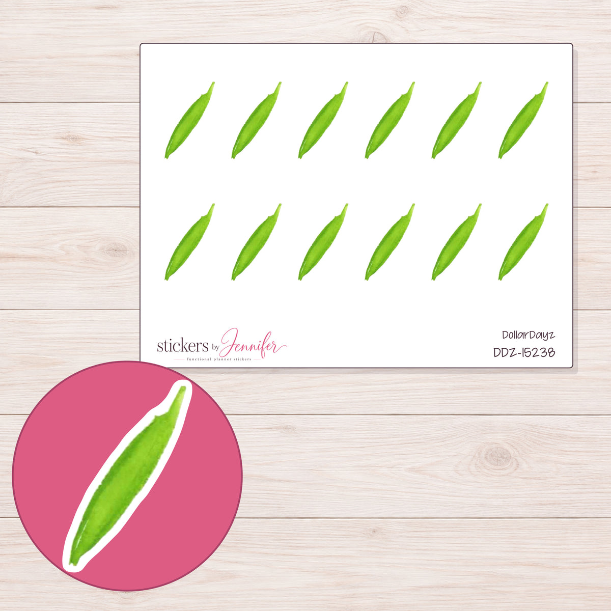 DDZ-15238 planner sticker sheet with enlarged sticker detail