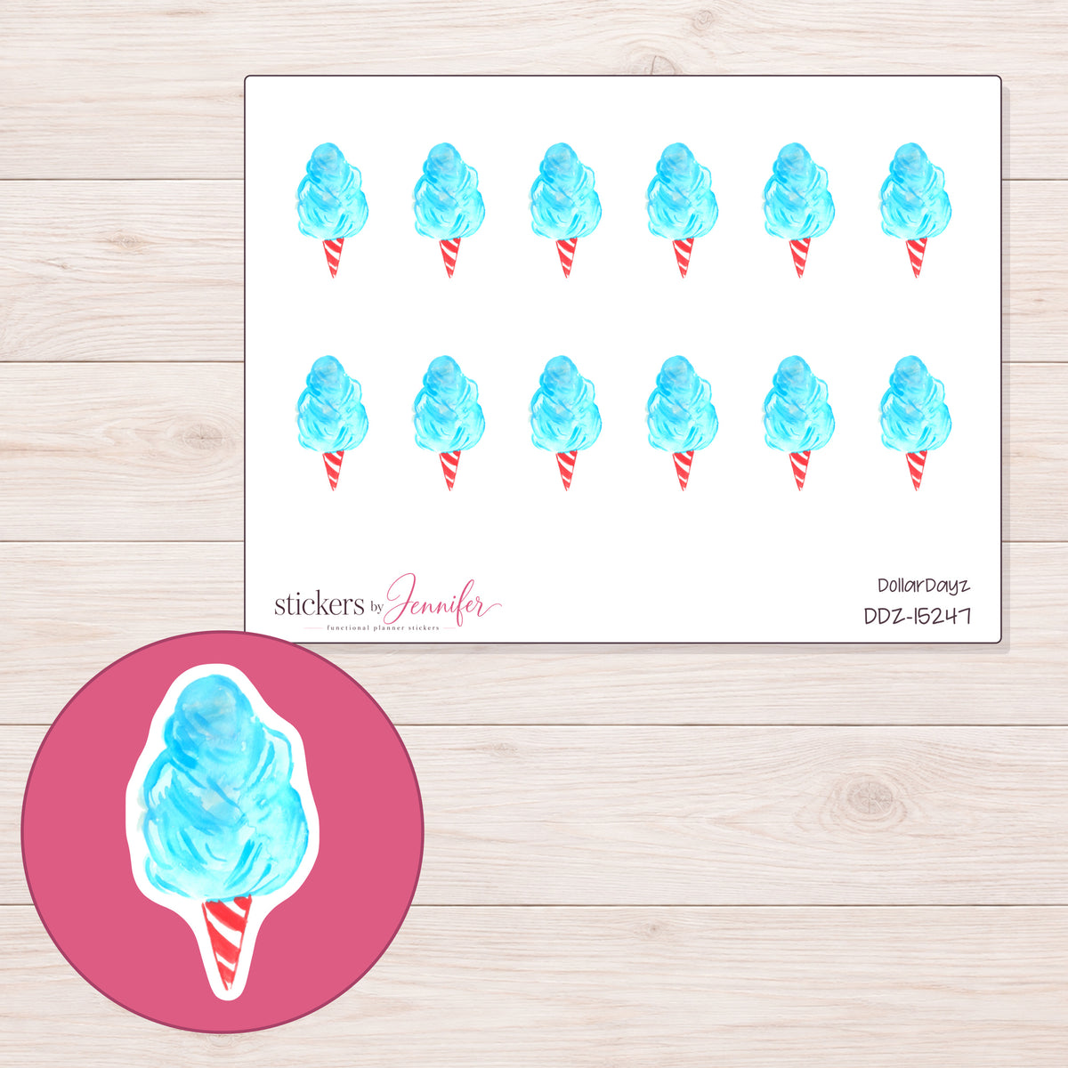 DDZ-15247 planner sticker sheet with enlarged sticker detail