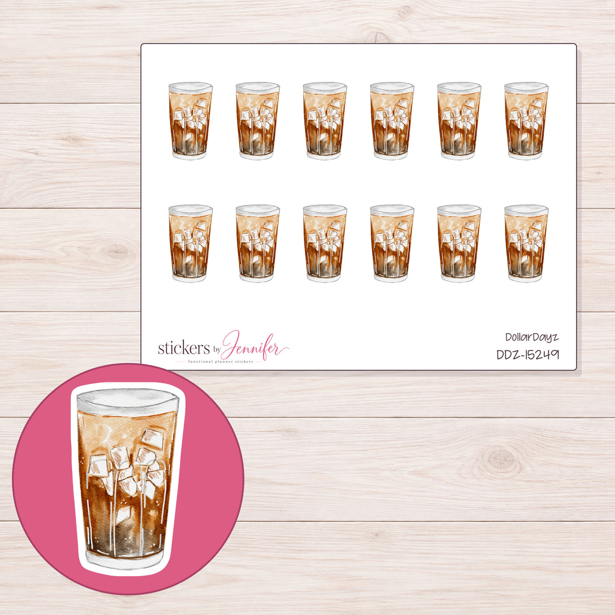 DDZ-15249 planner sticker sheet with enlarged sticker detail
