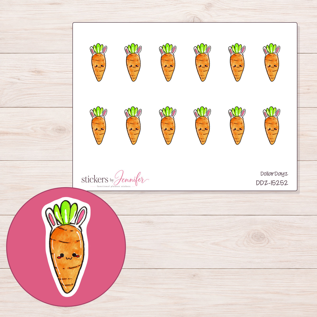 DDZ-15252 planner sticker sheet with enlarged sticker detail