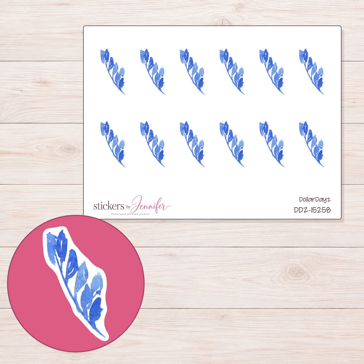 DDZ-15258 planner sticker sheet with enlarged sticker detail