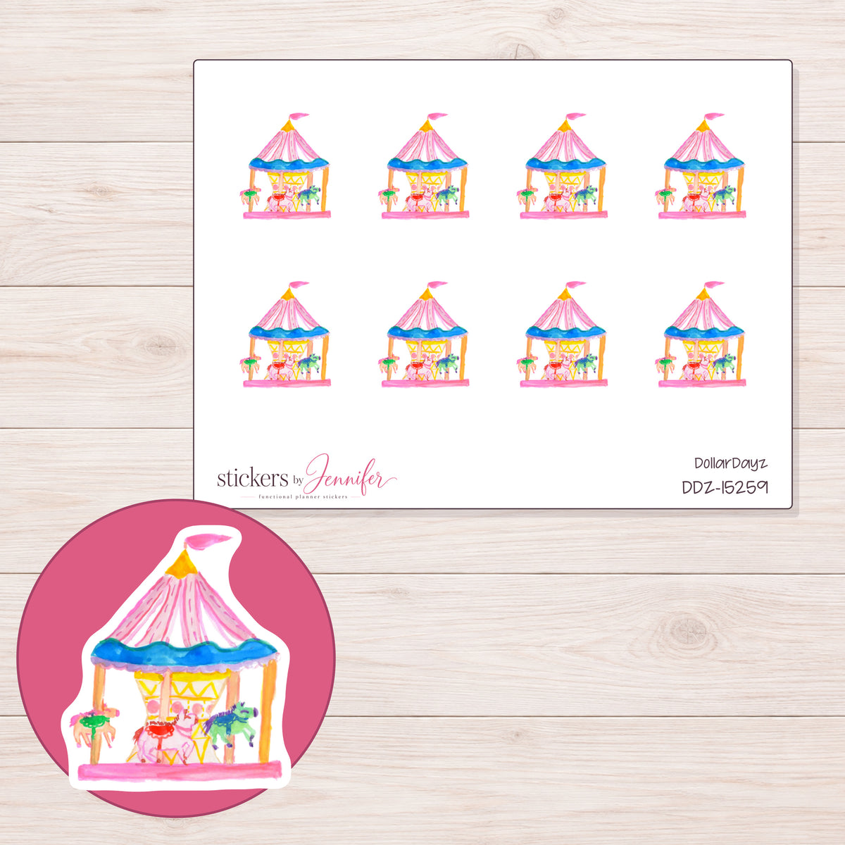 DDZ-15259 planner sticker sheet with enlarged sticker detail