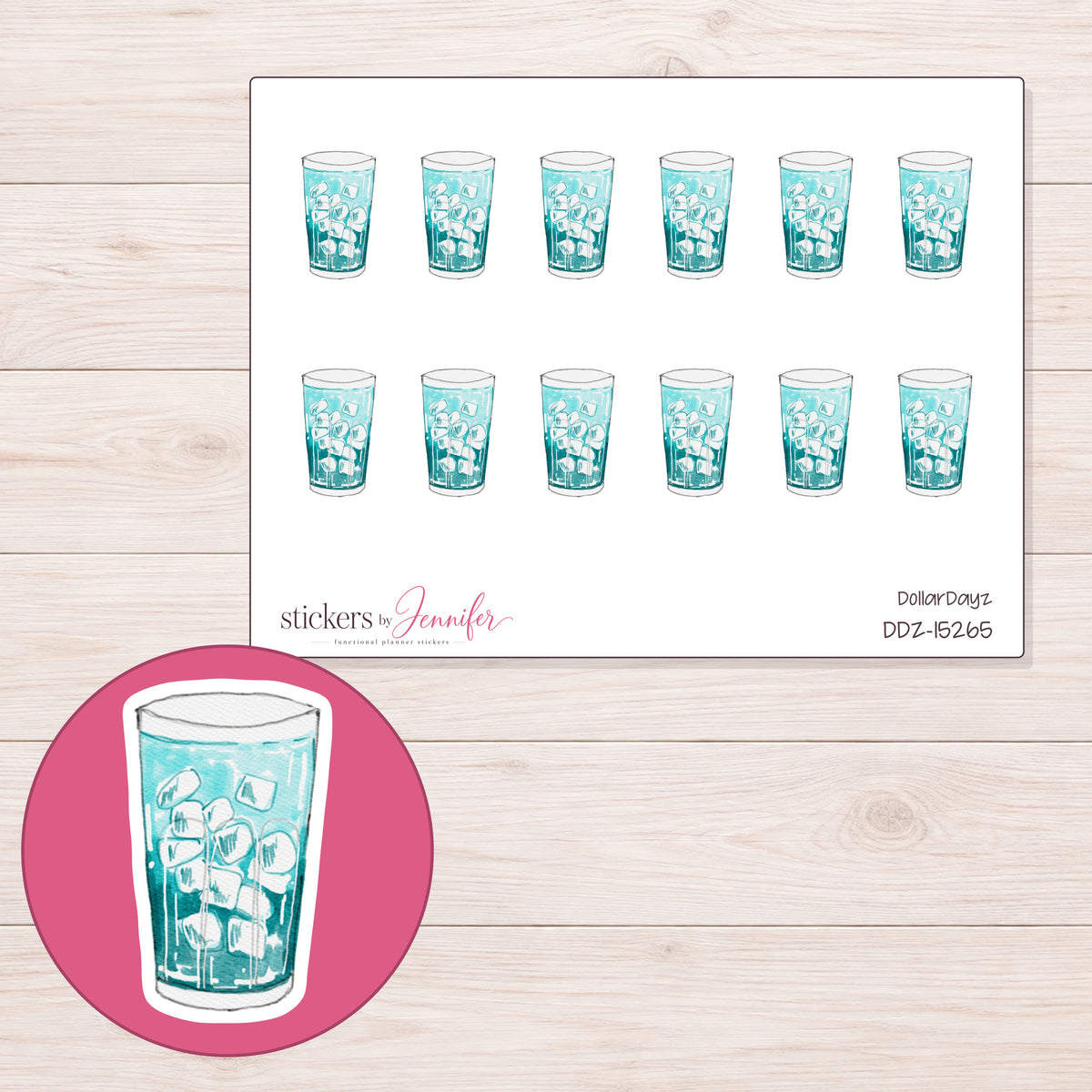 DDZ-15265 planner sticker sheet with enlarged sticker detail