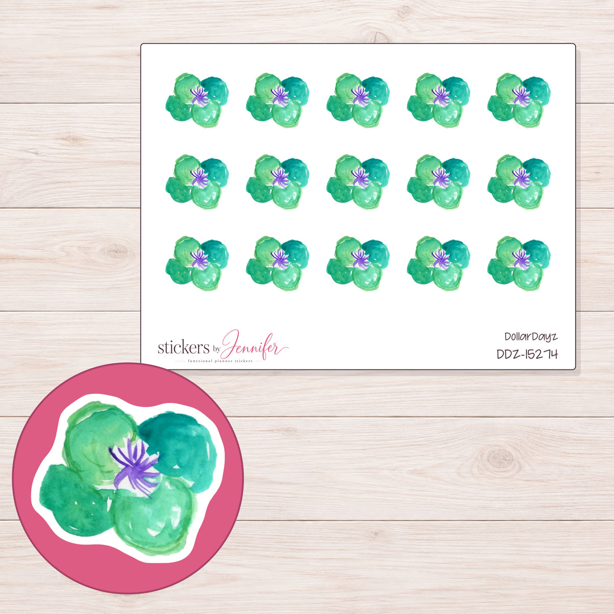 DDZ-15274 planner sticker sheet with enlarged sticker detail