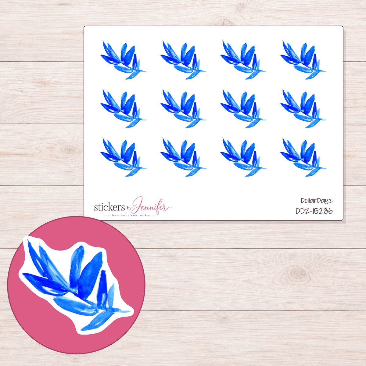 DDZ-15286 planner sticker sheet with enlarged sticker detail