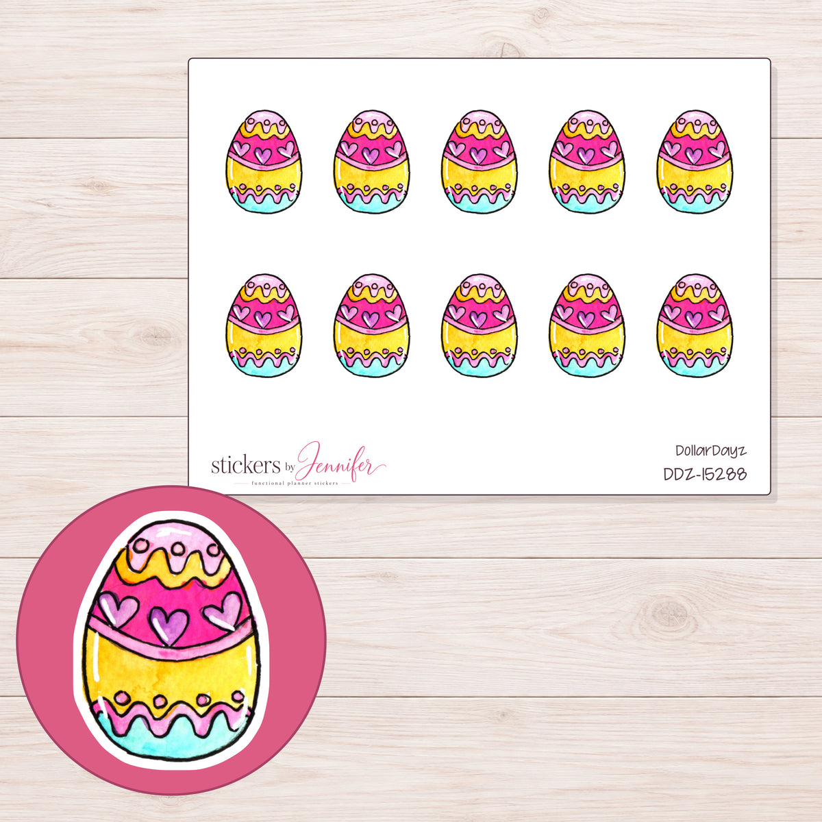 DDZ-15288 planner sticker sheet with enlarged sticker detail