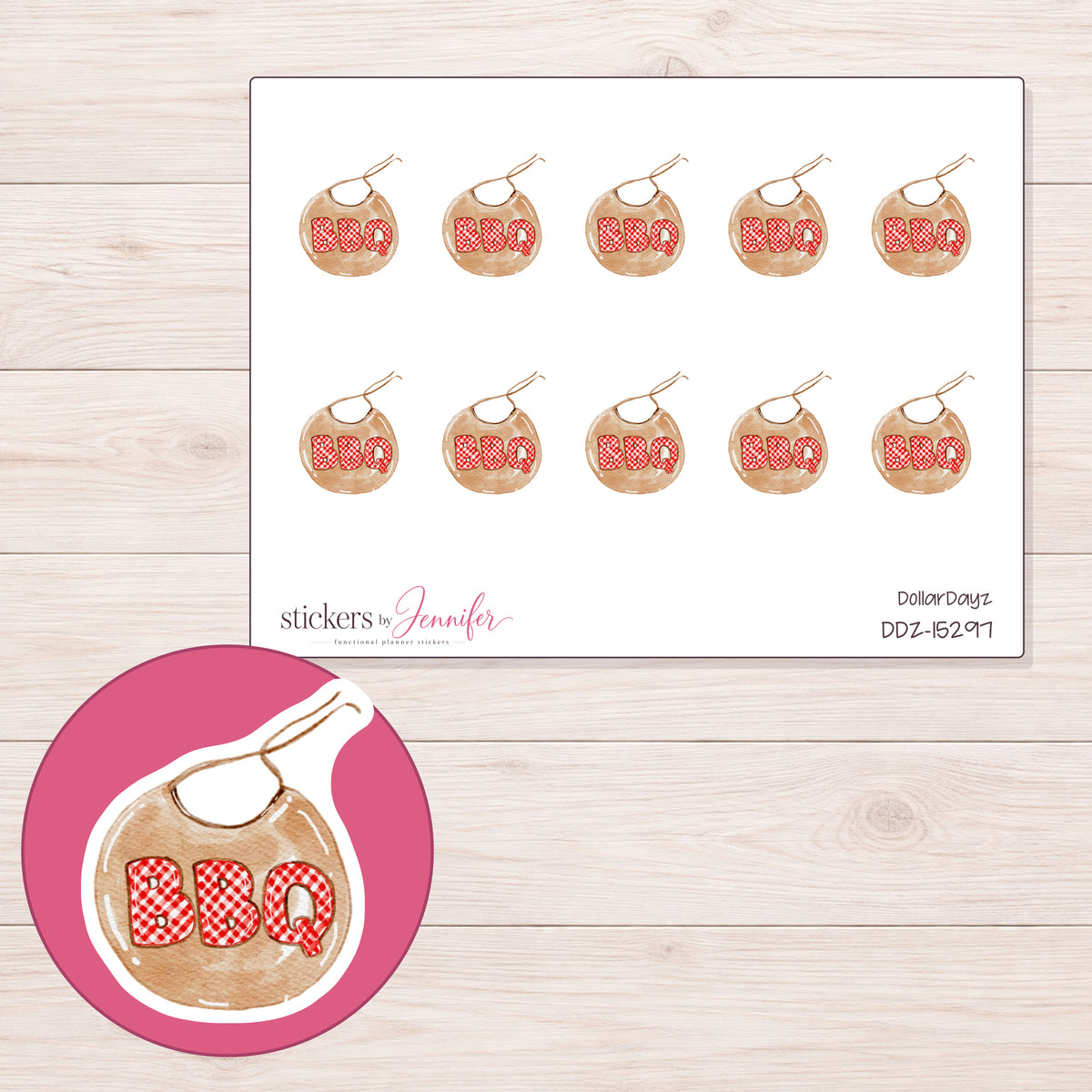 DDZ-15297 planner sticker sheet with enlarged sticker detail