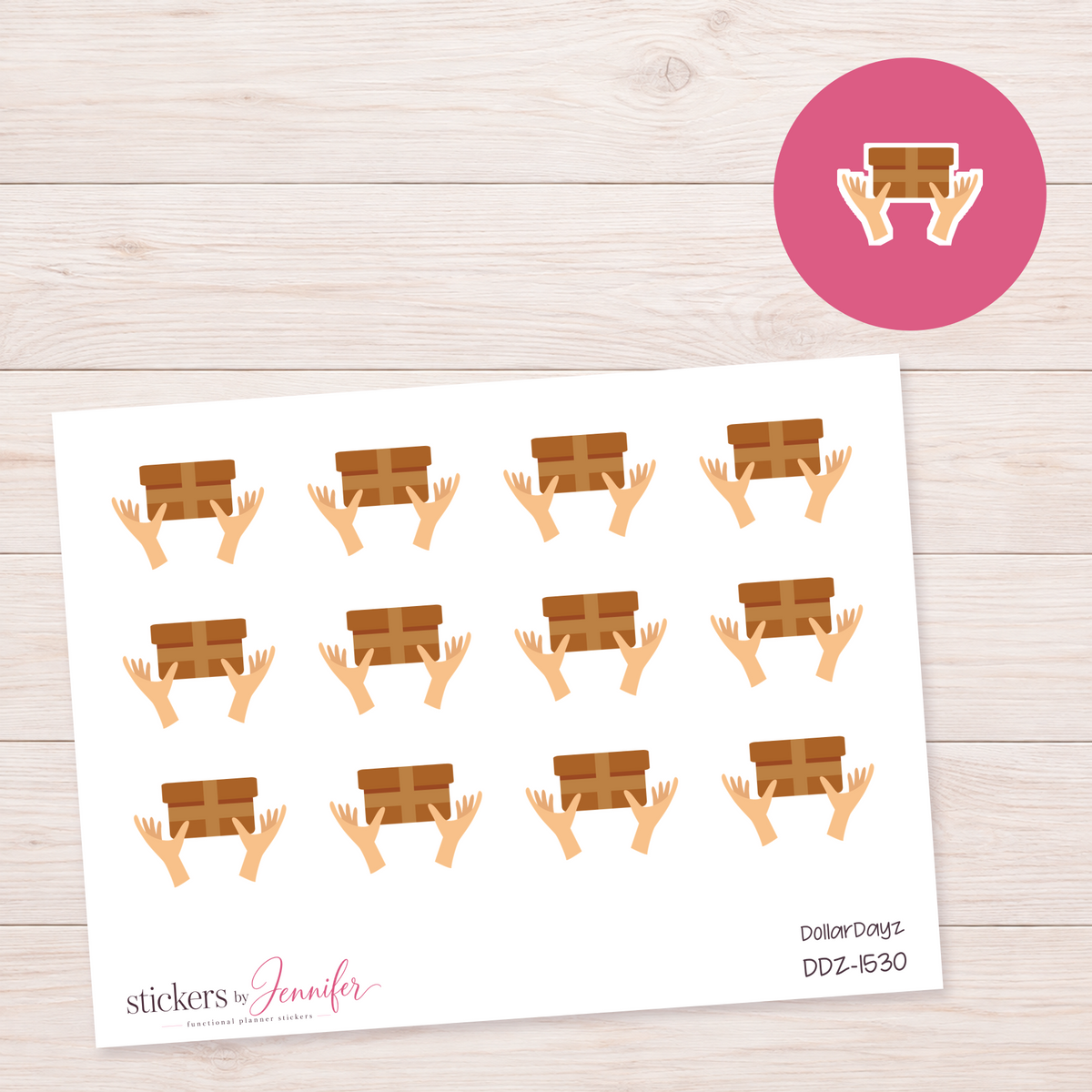 Package in Hands Planner Stickers | DDZ-1530