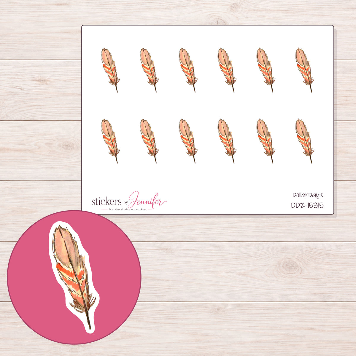 DDZ-15315 planner sticker sheet with enlarged sticker detail