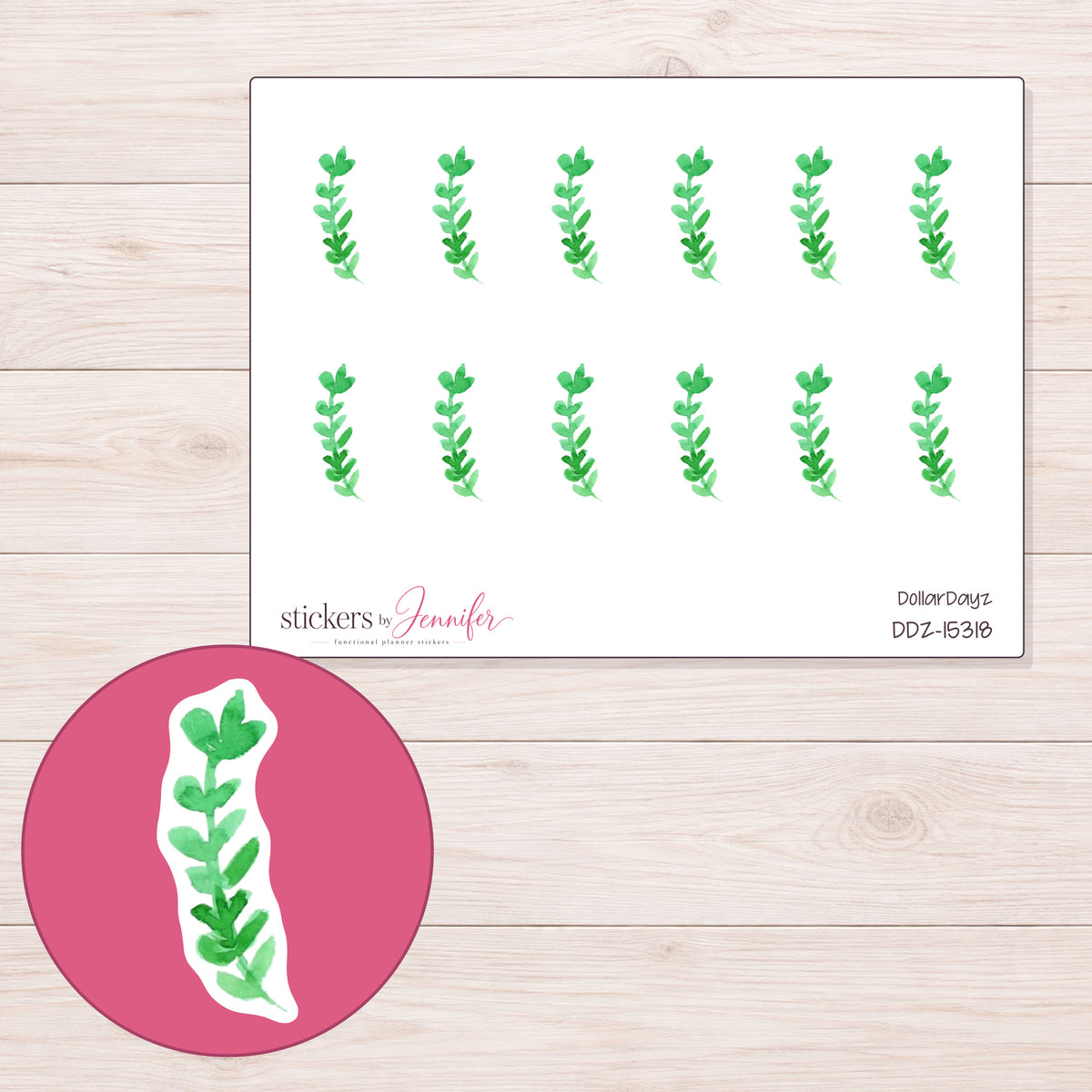 DDZ-15318 planner sticker sheet with enlarged sticker detail