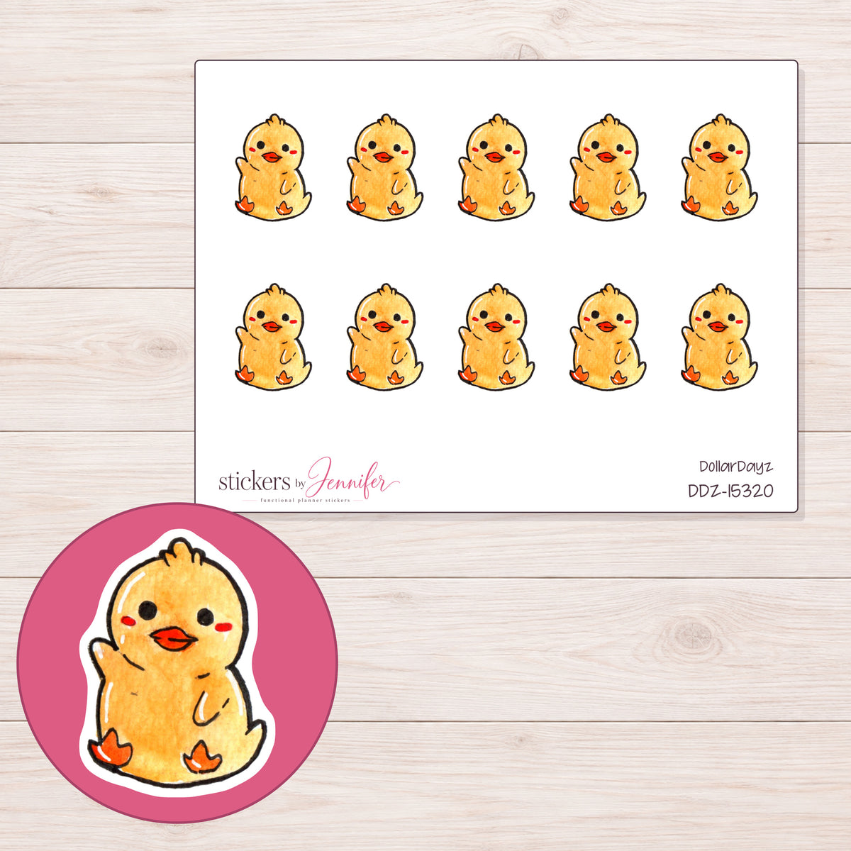 DDZ-15320 planner sticker sheet with enlarged sticker detail