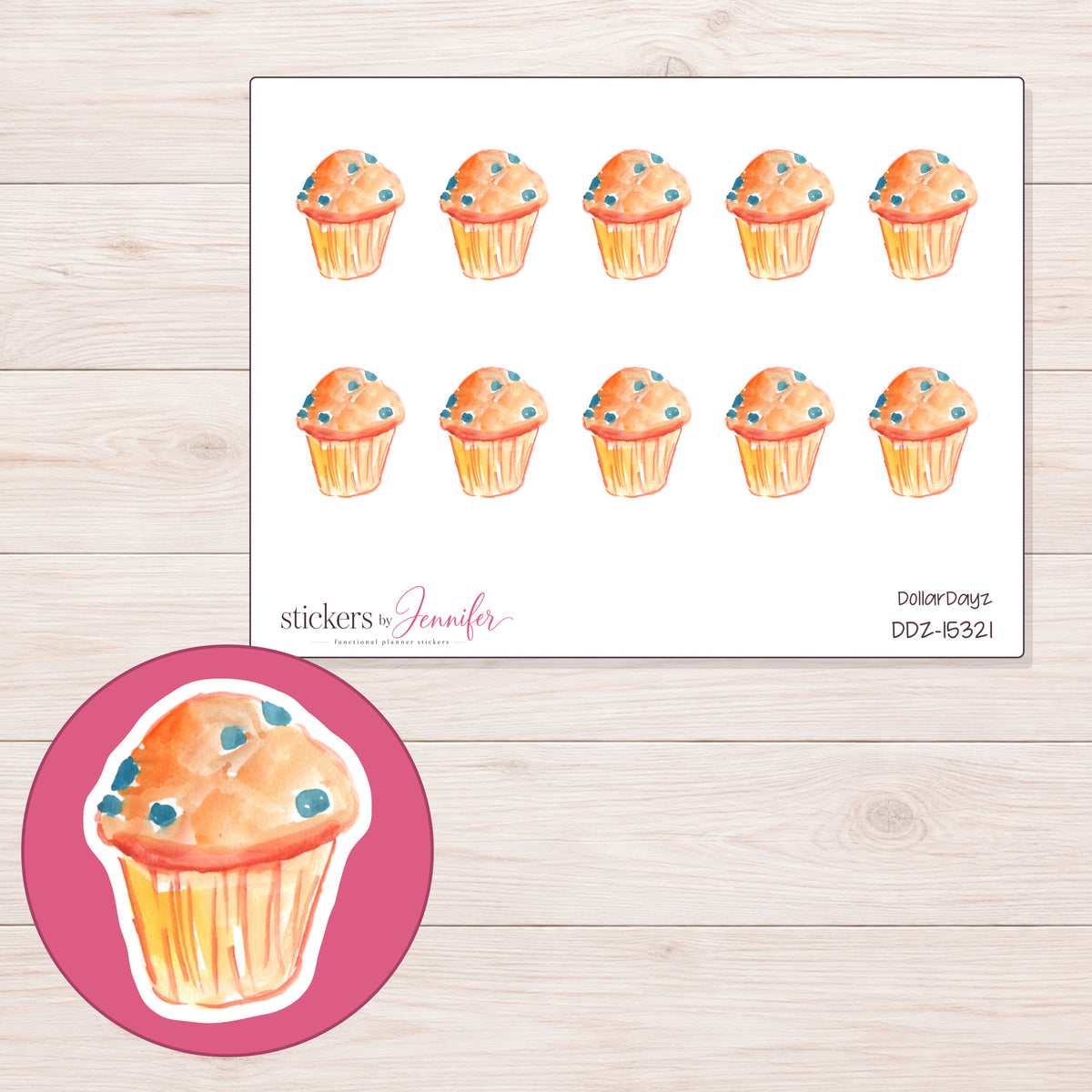 DDZ-15321 planner sticker sheet with enlarged sticker detail