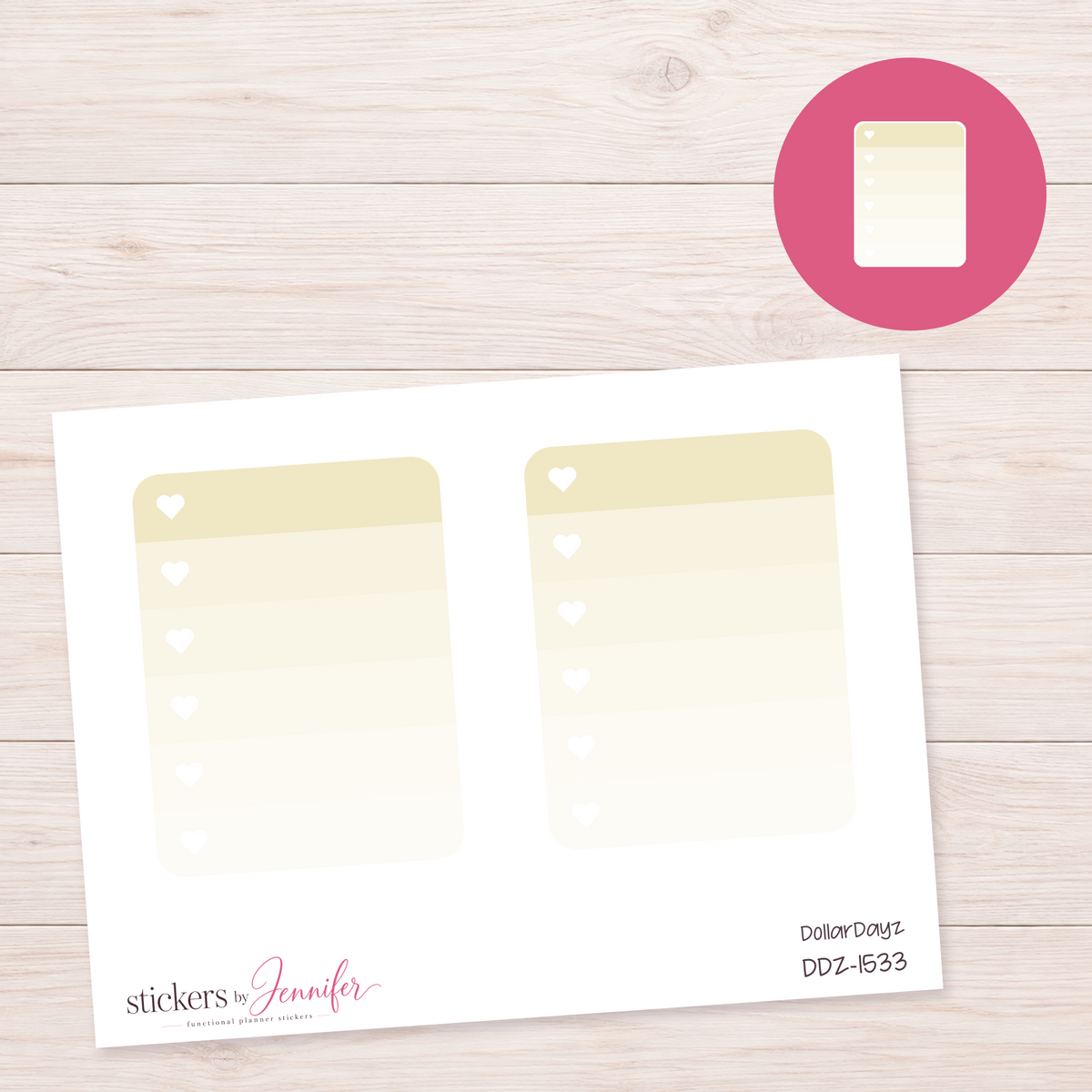 Cream Heart Checklist Planner Stickers | DDZ-1533