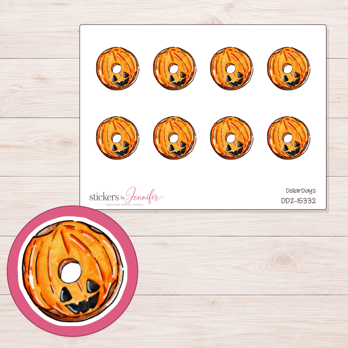 DDZ-15332 planner sticker sheet with enlarged sticker detail