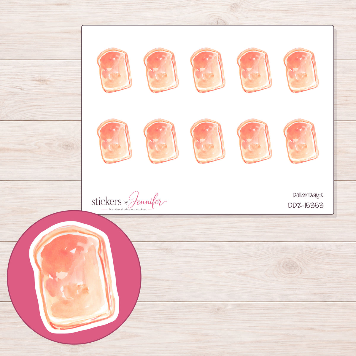 DDZ-15353 planner sticker sheet with enlarged sticker detail