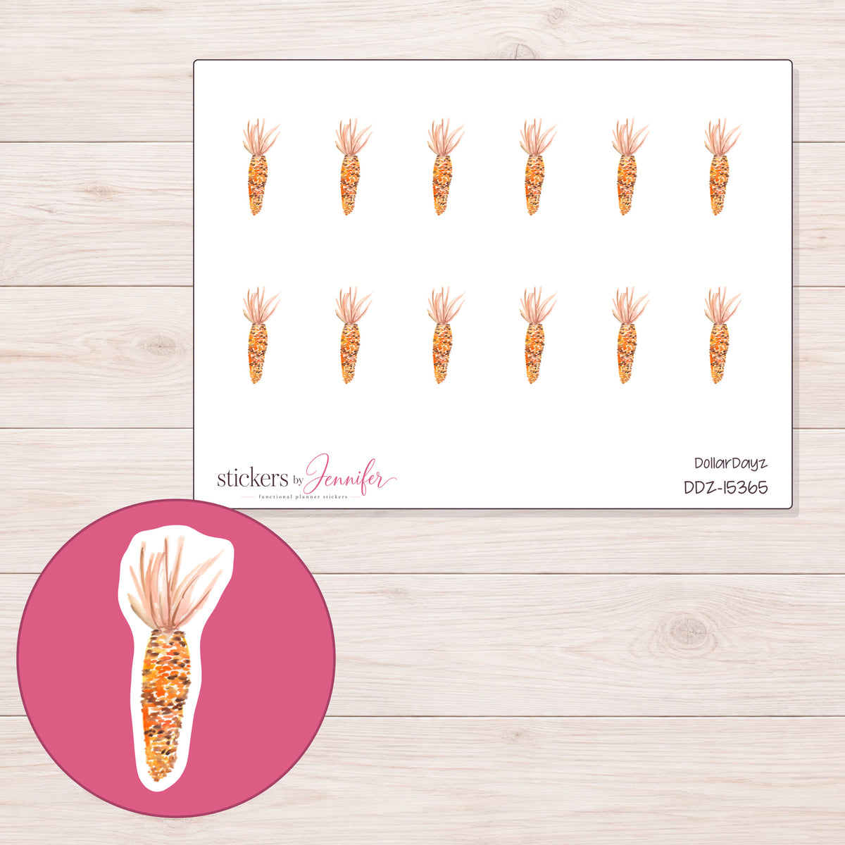 DDZ-15365 planner sticker sheet with enlarged sticker detail