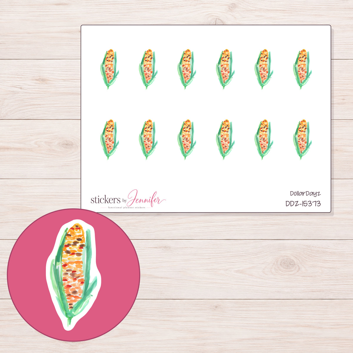 DDZ-15373 planner sticker sheet with enlarged sticker detail