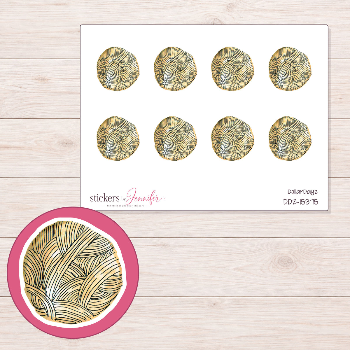 DDZ-15375 planner sticker sheet with enlarged sticker detail