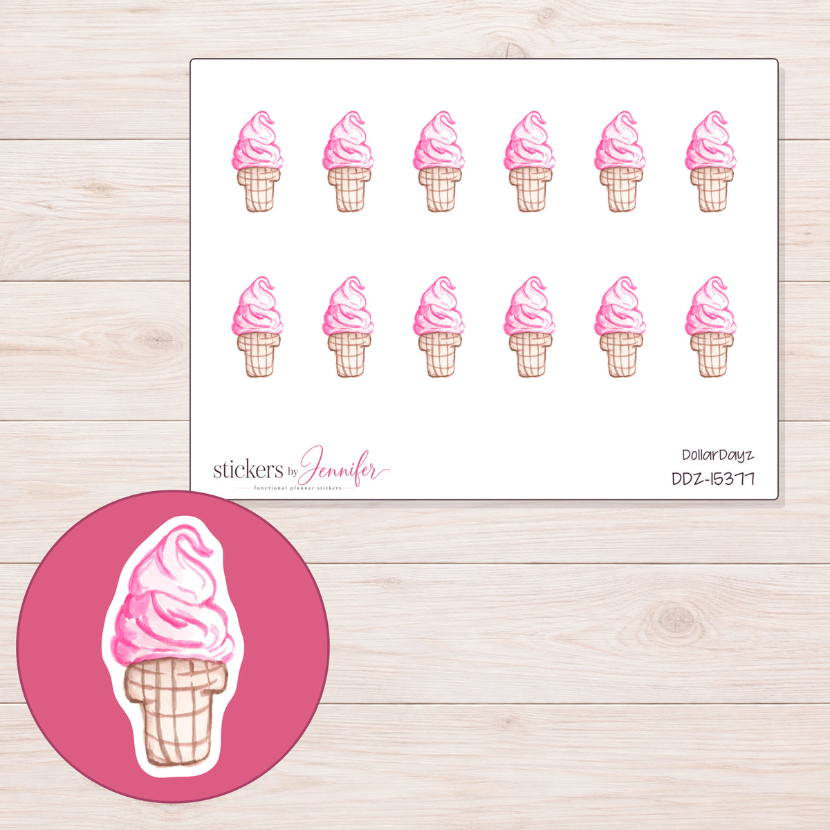 DDZ-15377 planner sticker sheet with enlarged sticker detail