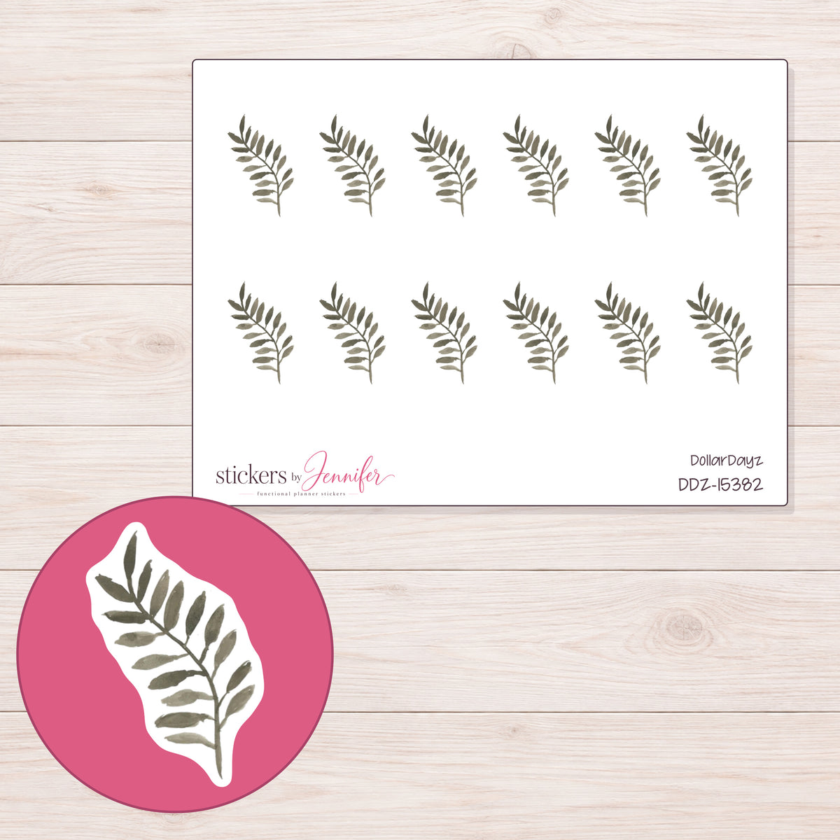 DDZ-15382 planner sticker sheet with enlarged sticker detail