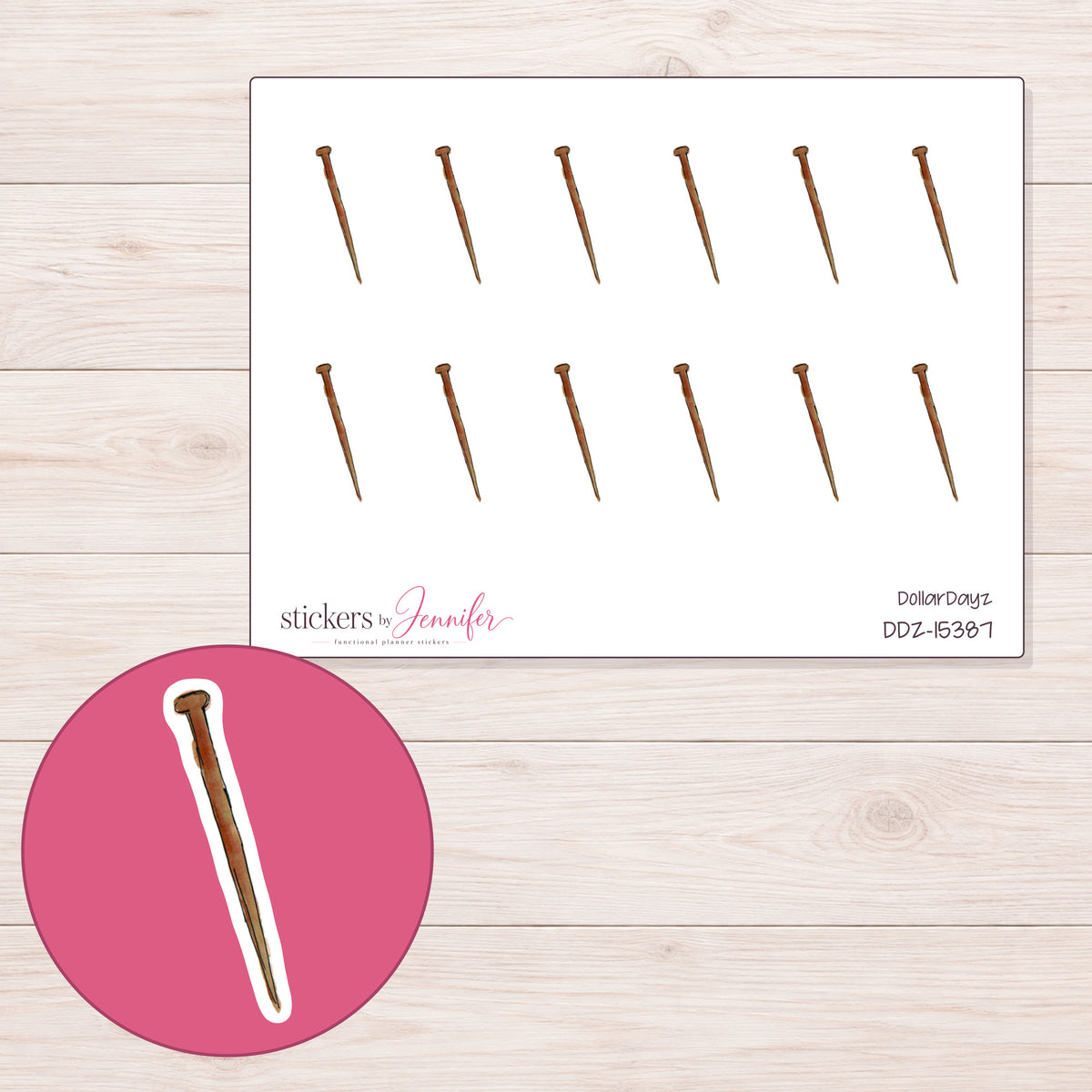 DDZ-15387 planner sticker sheet with enlarged sticker detail