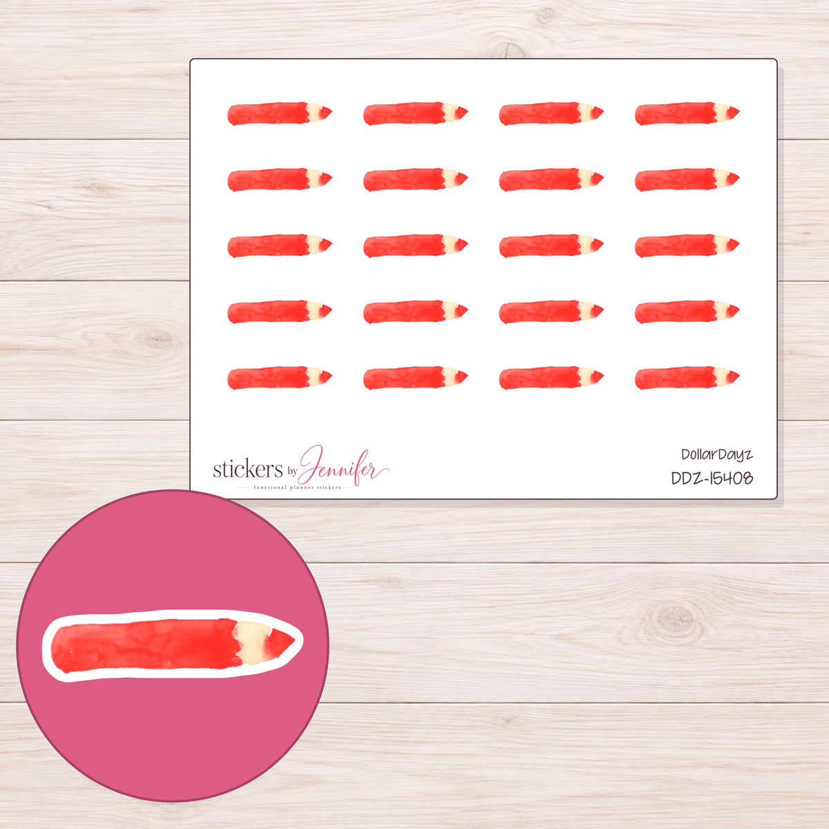 DDZ-15408 planner sticker sheet with enlarged sticker detail