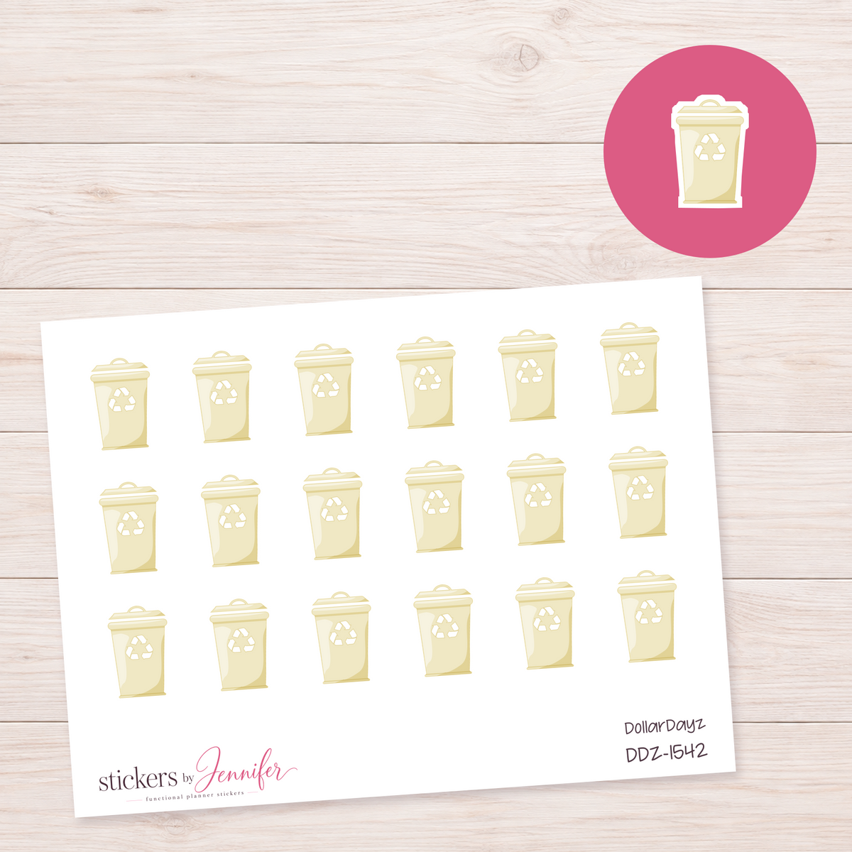 Cream Recycling Bin Planner Stickers | DDZ-1542