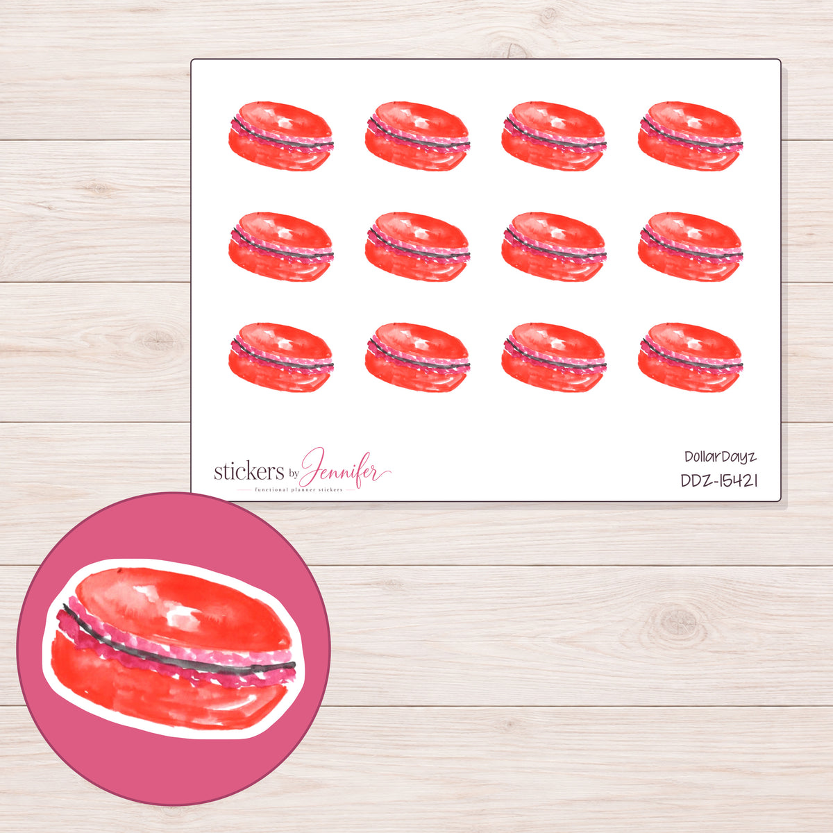 DDZ-15421 planner sticker sheet with enlarged sticker detail
