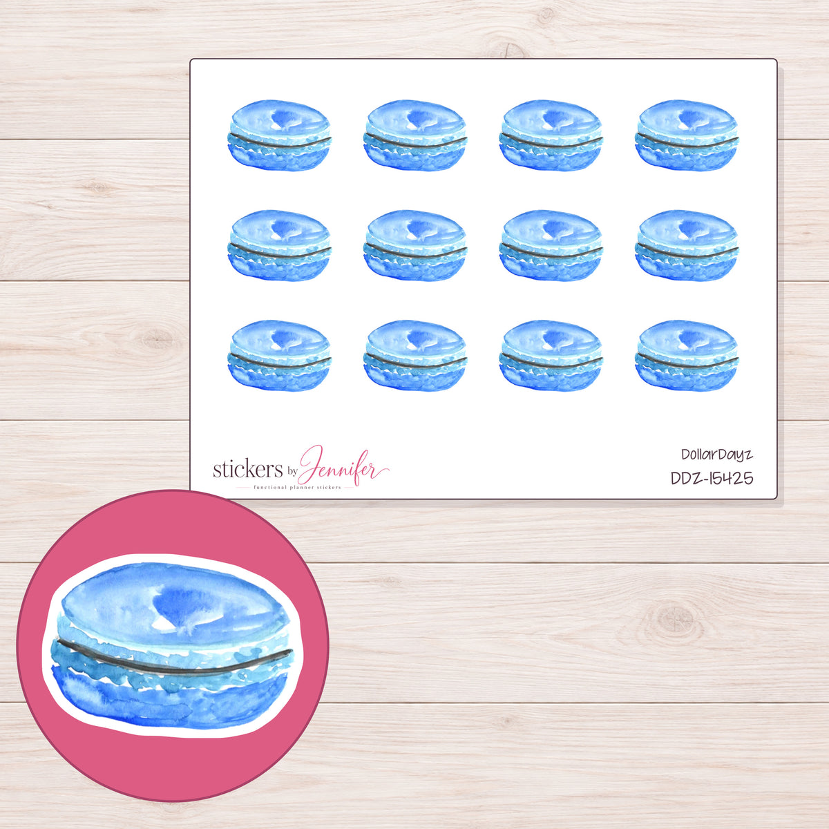 DDZ-15425 planner sticker sheet with enlarged sticker detail