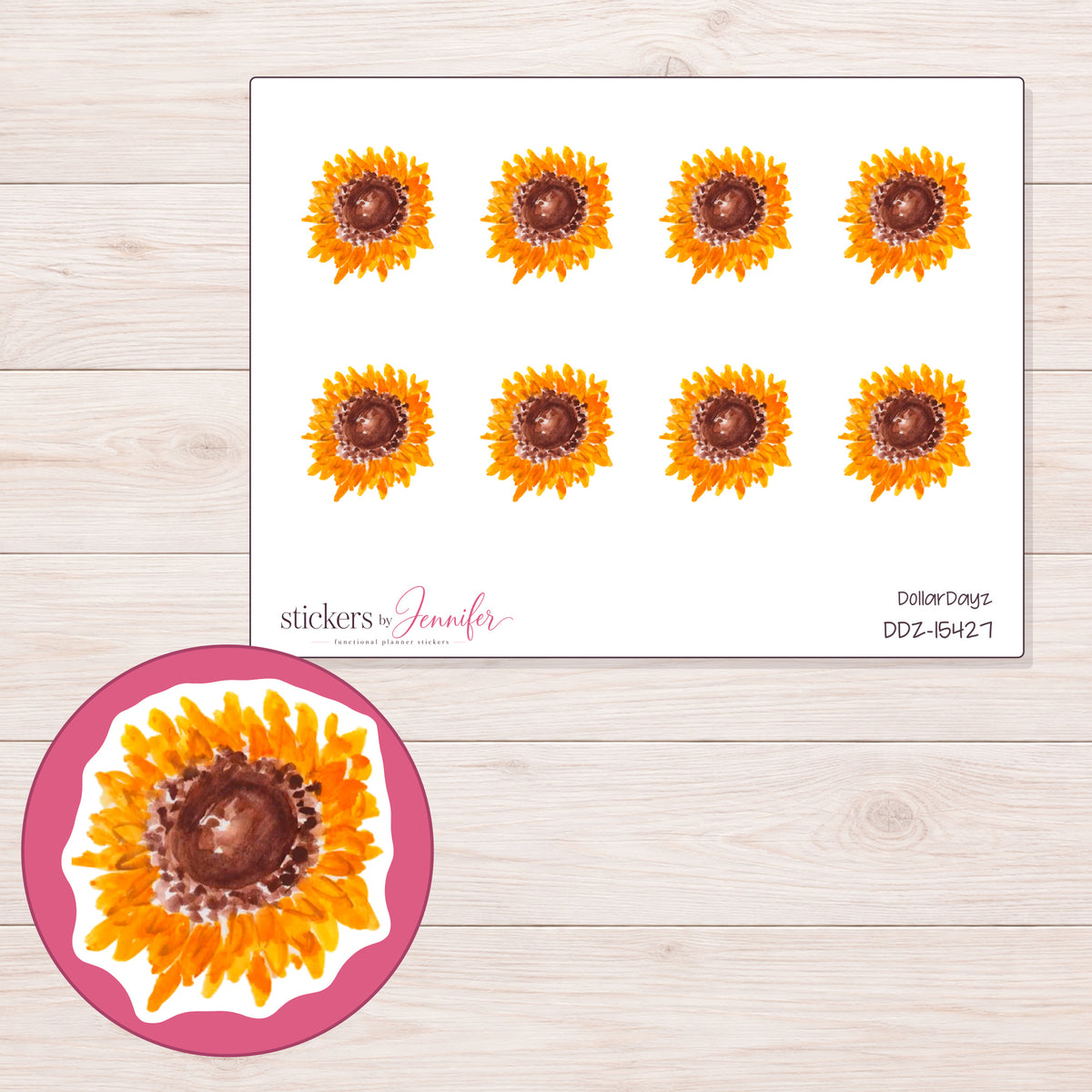 DDZ-15427 planner sticker sheet with enlarged sticker detail