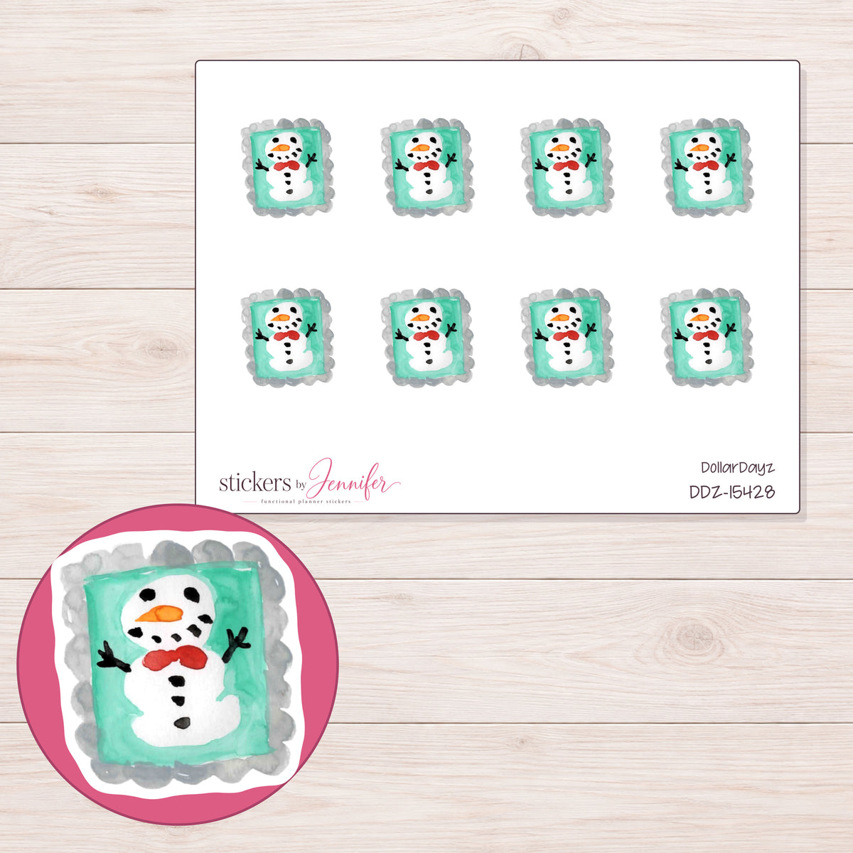 DDZ-15428 planner sticker sheet with enlarged sticker detail