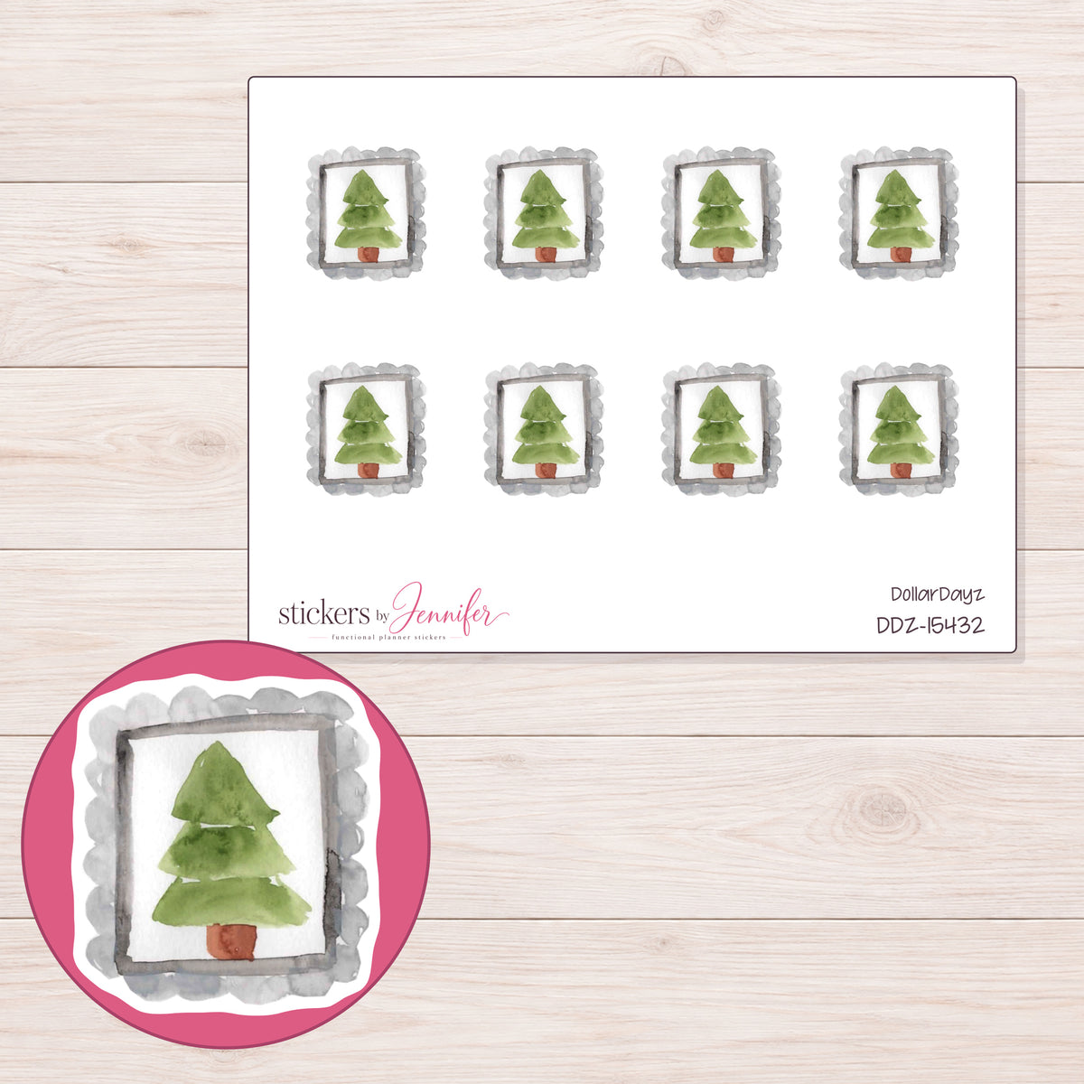 DDZ-15432 planner sticker sheet with enlarged sticker detail