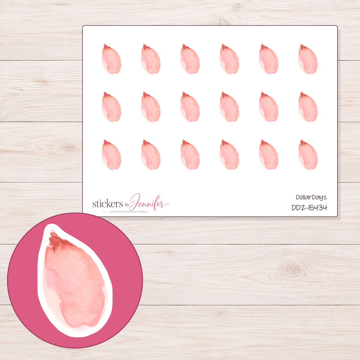 DDZ-15434 planner sticker sheet with enlarged sticker detail