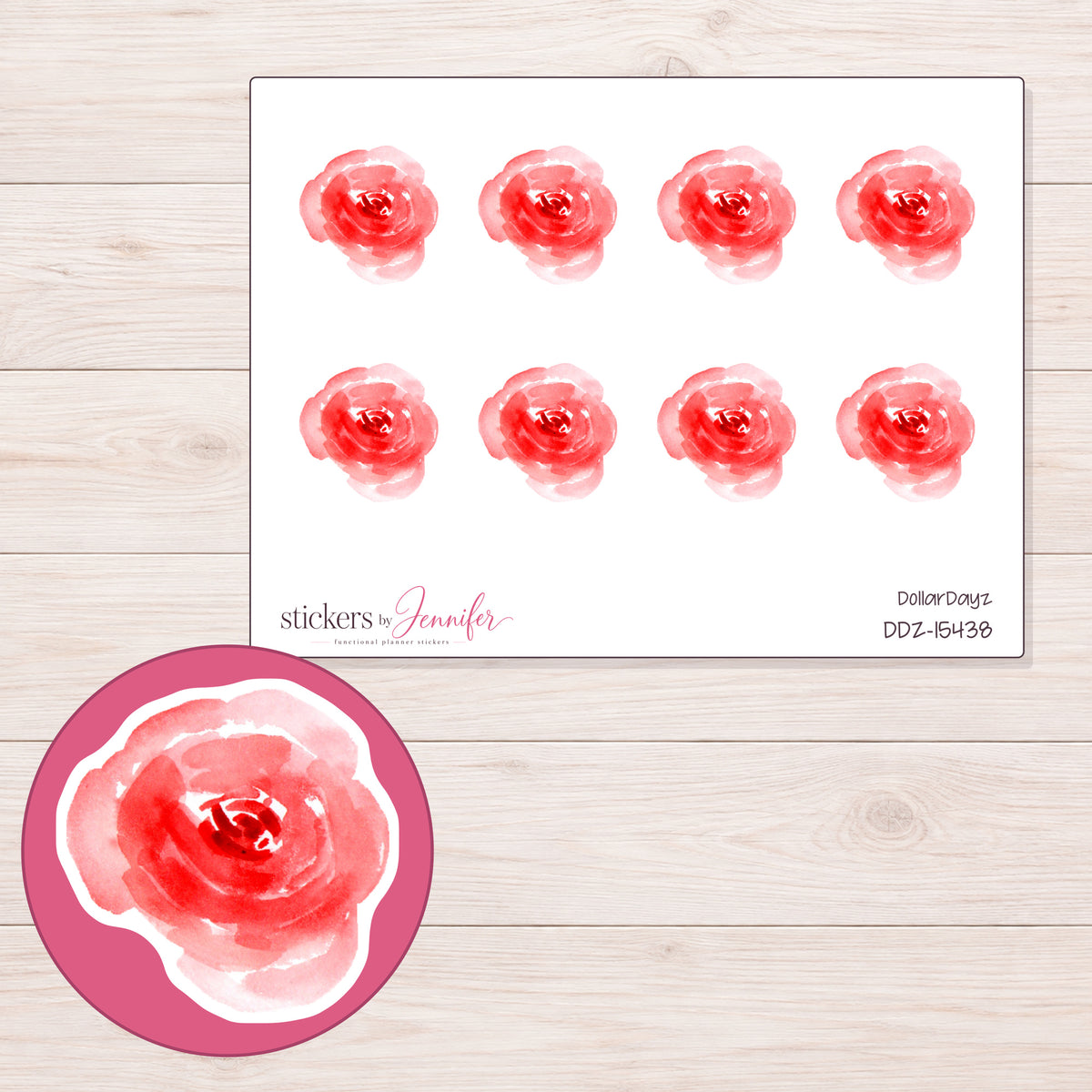 DDZ-15438 planner sticker sheet with enlarged sticker detail