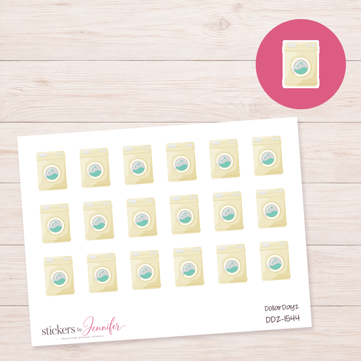 Cream Washing Machine Planner Stickers | DDZ-1544