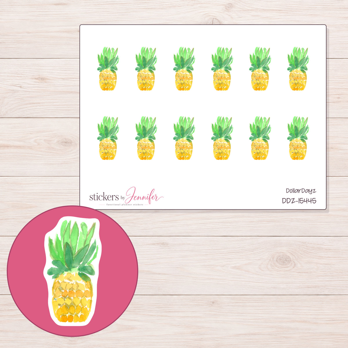 DDZ-15445 planner sticker sheet with enlarged sticker detail