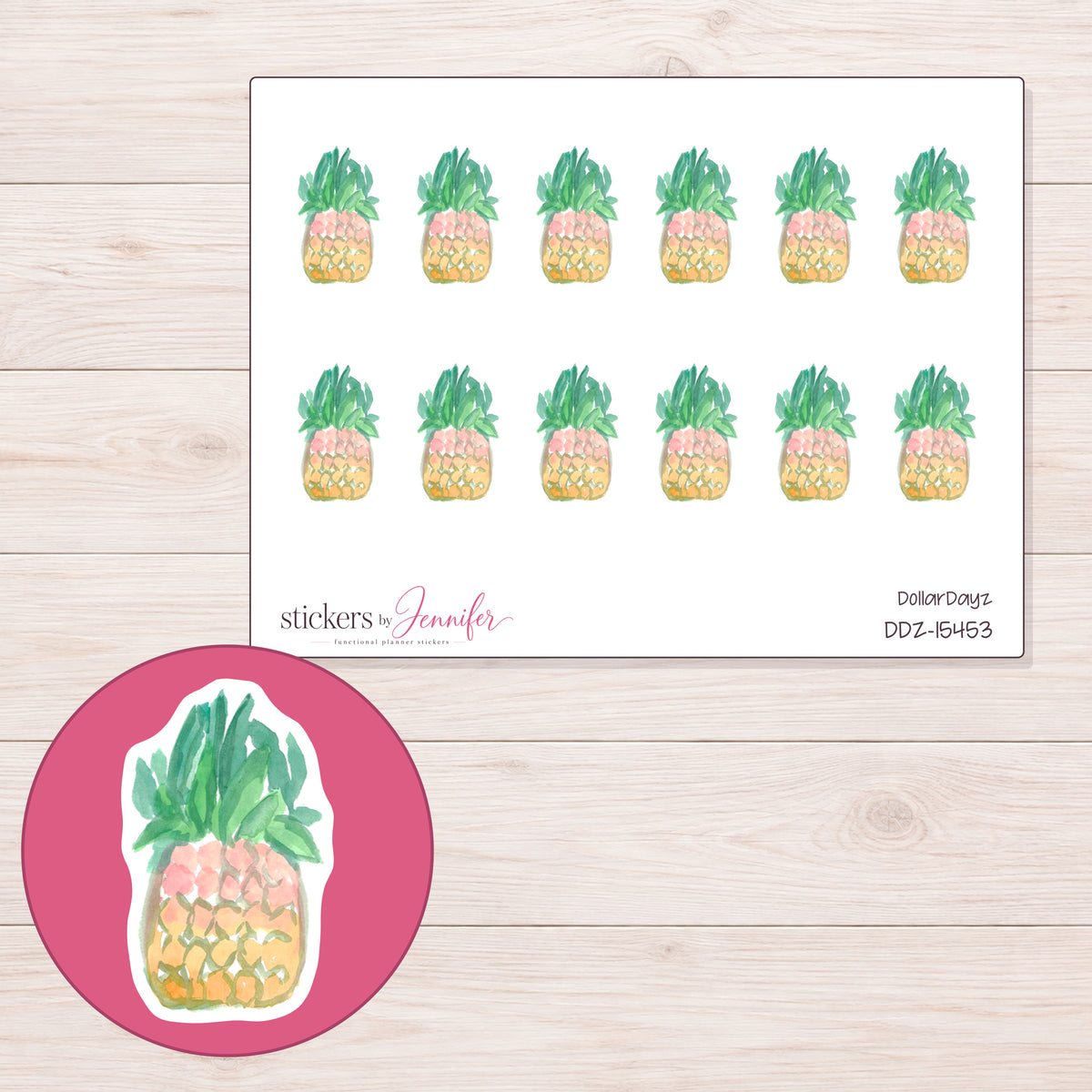 DDZ-15453 planner sticker sheet with enlarged sticker detail
