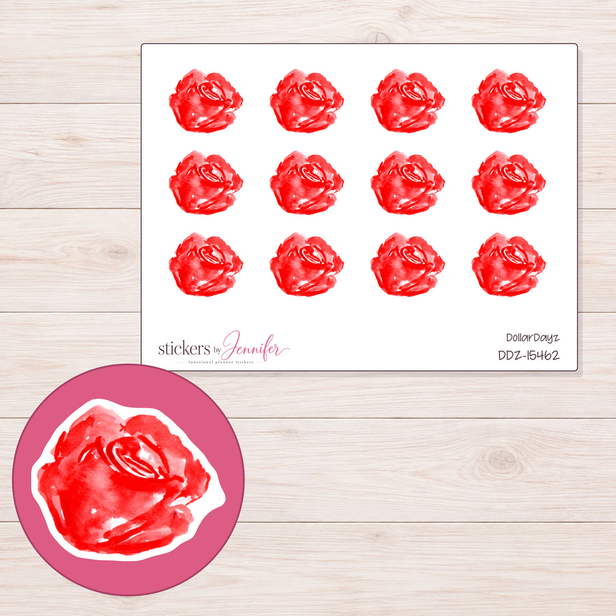 DDZ-15462 planner sticker sheet with enlarged sticker detail