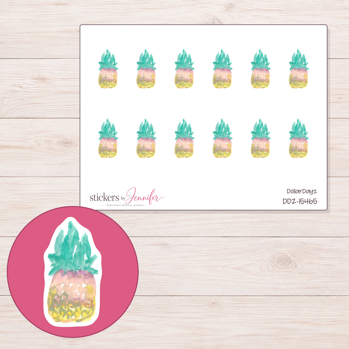 DDZ-15465 planner sticker sheet with enlarged sticker detail
