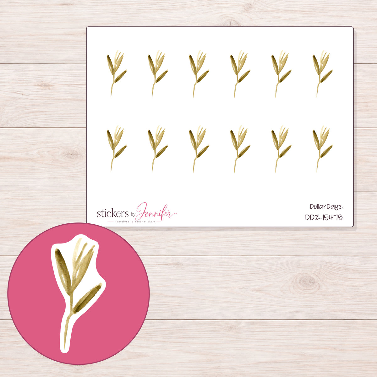 DDZ-15478 planner sticker sheet with enlarged sticker detail