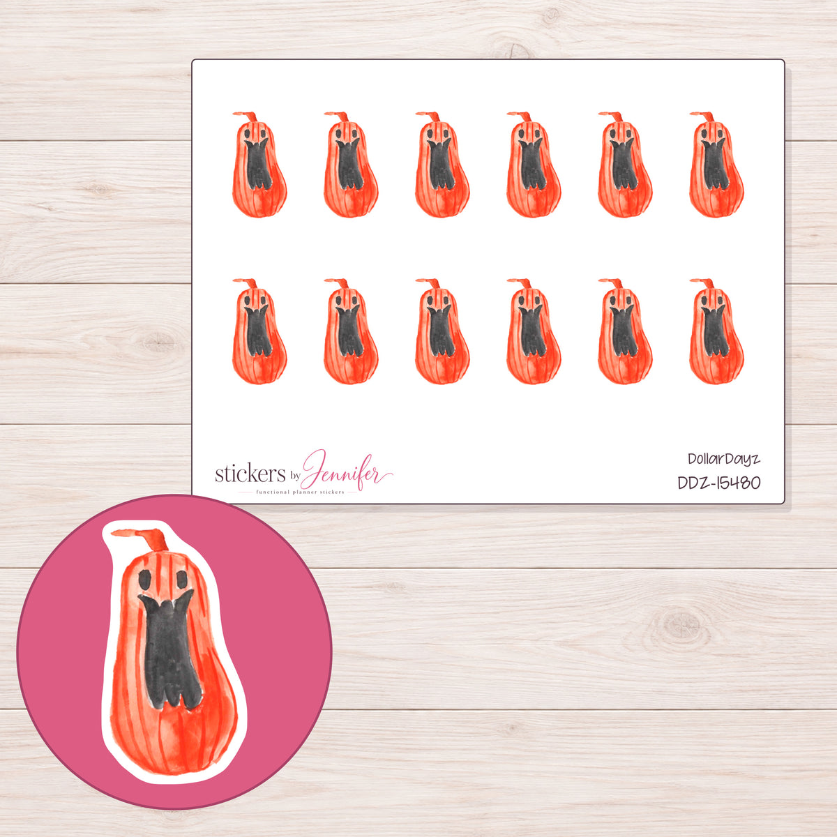 DDZ-15480 planner sticker sheet with enlarged sticker detail