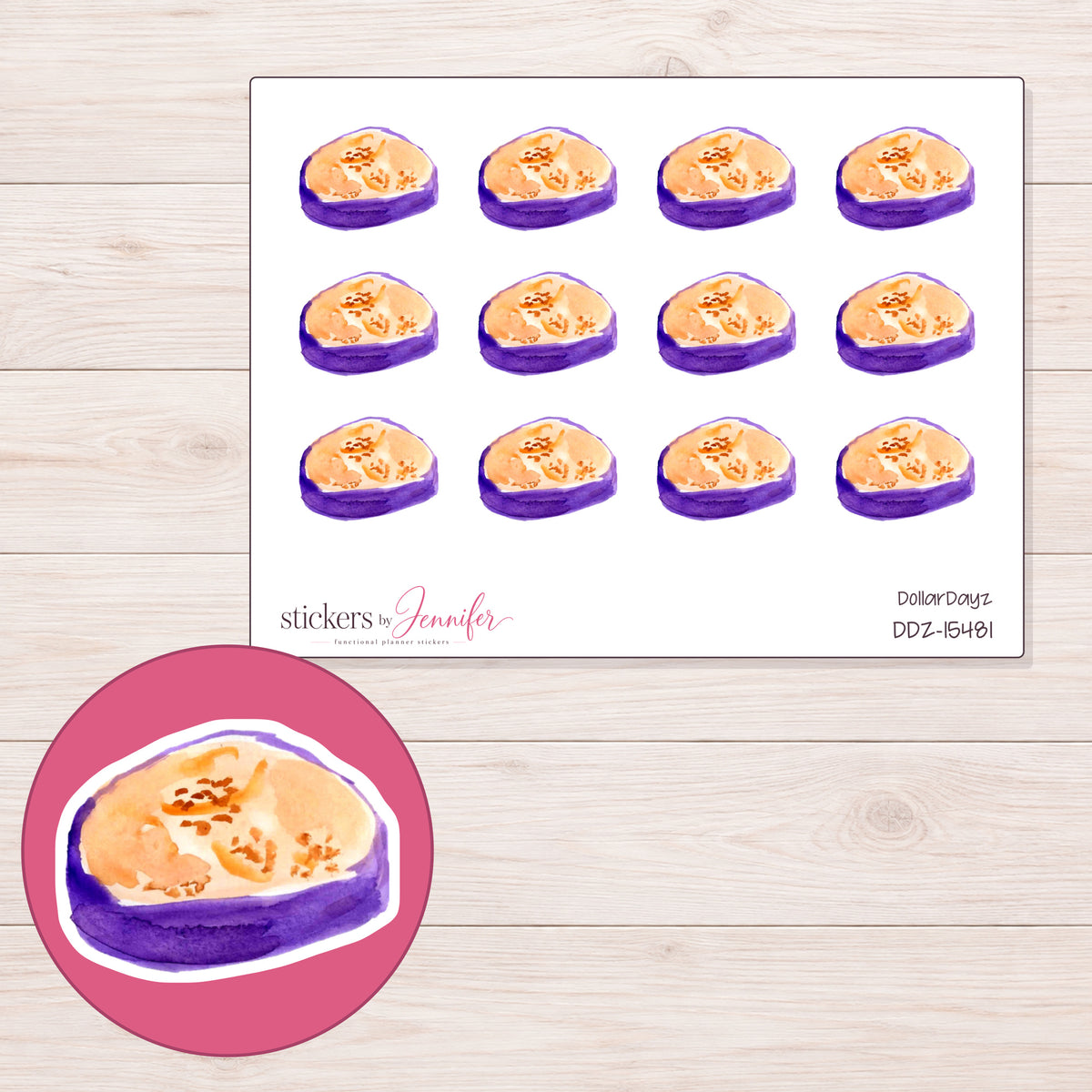 DDZ-15481 planner sticker sheet with enlarged sticker detail