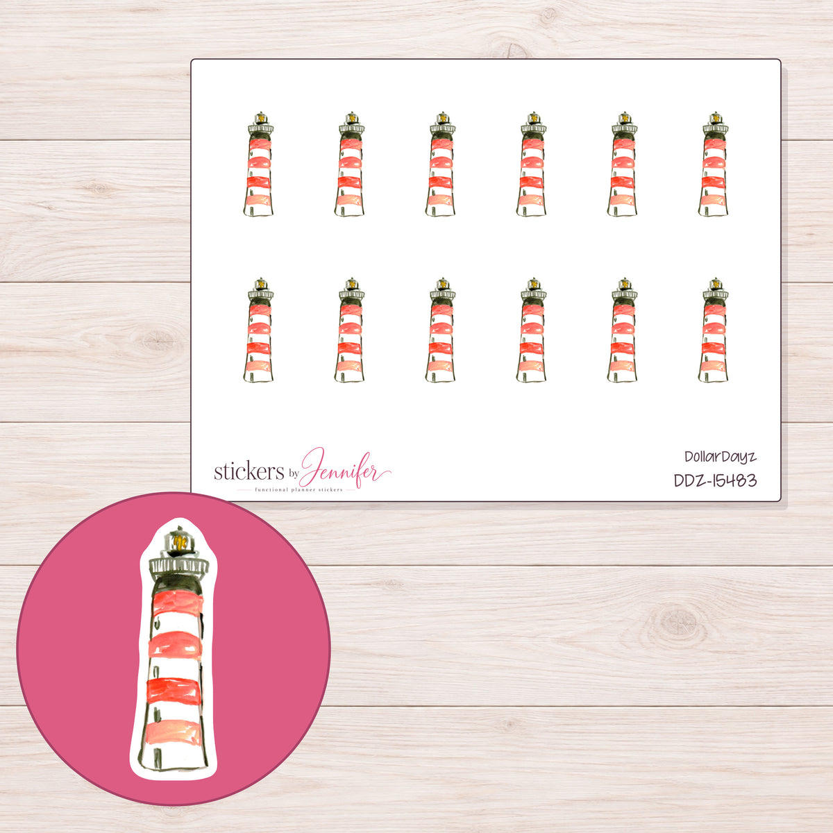 DDZ-15483 planner sticker sheet with enlarged sticker detail