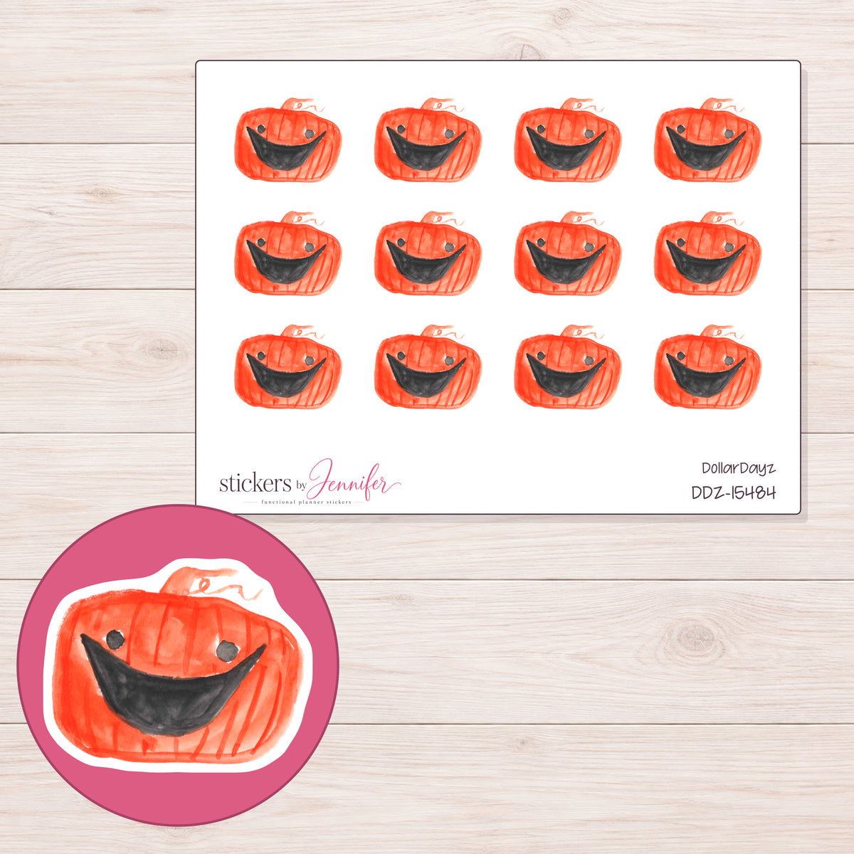 DDZ-15484 planner sticker sheet with enlarged sticker detail