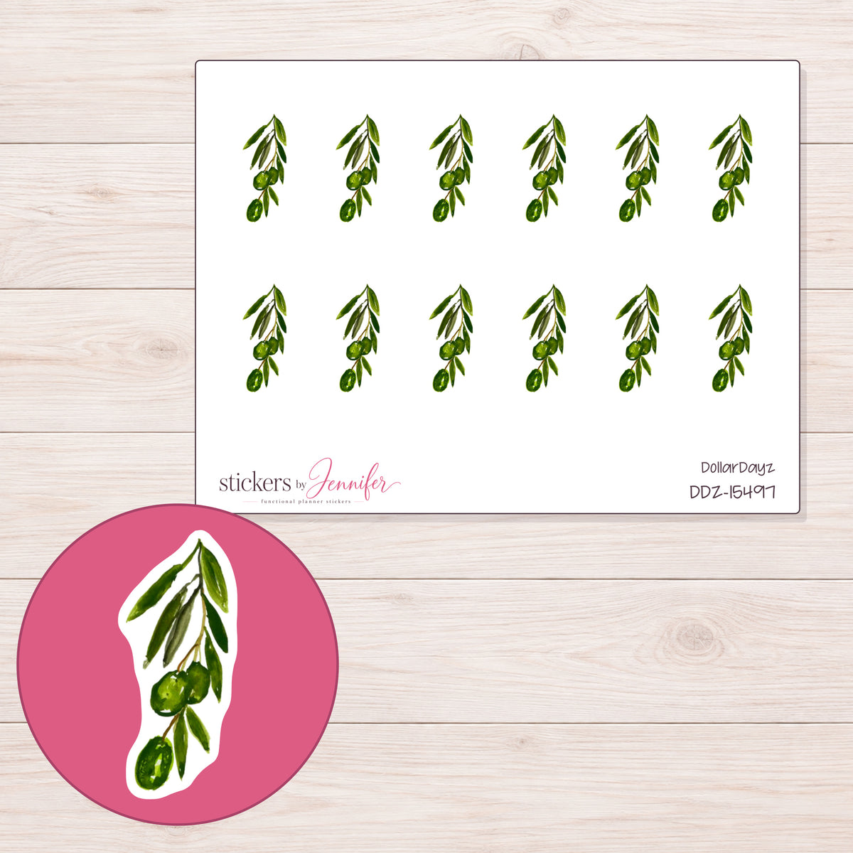 DDZ-15497 planner sticker sheet with enlarged sticker detail