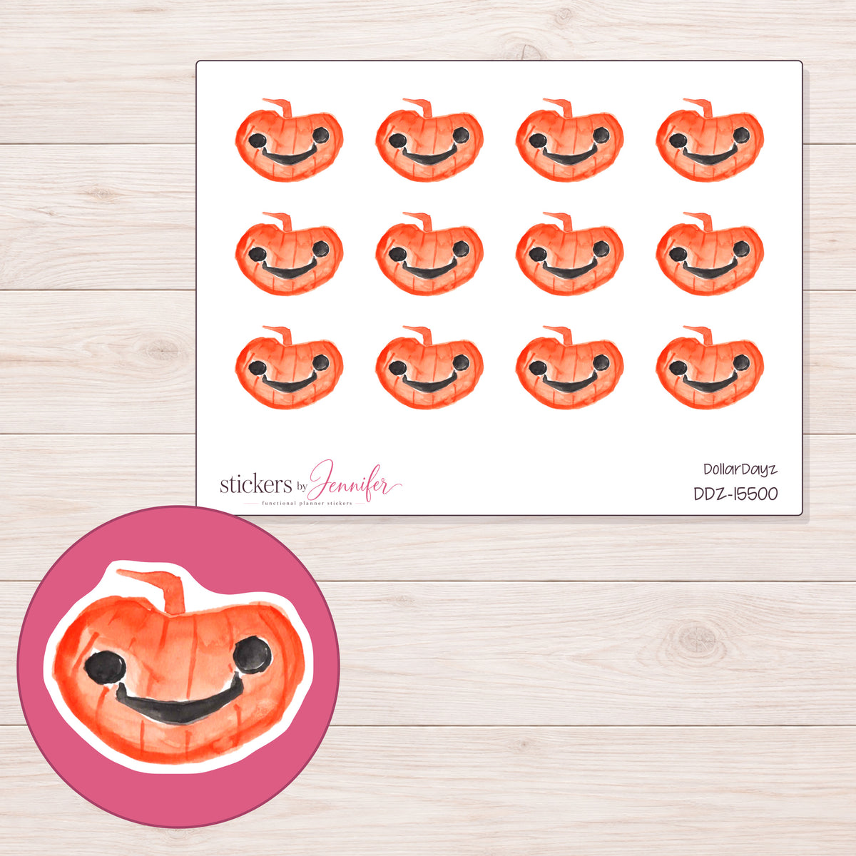 DDZ-15500 planner sticker sheet with enlarged sticker detail