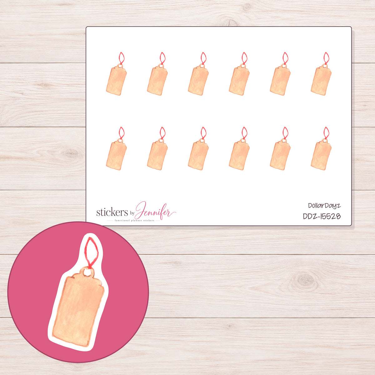 DDZ-15528 planner sticker sheet with enlarged sticker detail