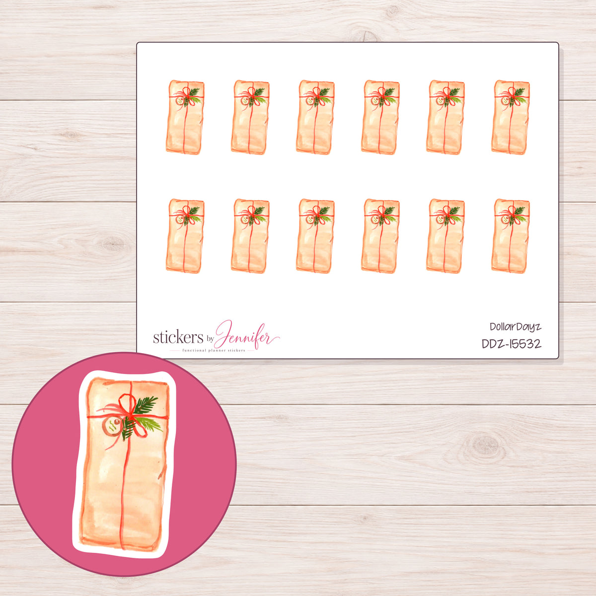 DDZ-15532 planner sticker sheet with enlarged sticker detail