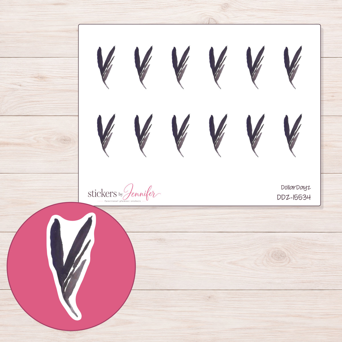 DDZ-15534 planner sticker sheet with enlarged sticker detail